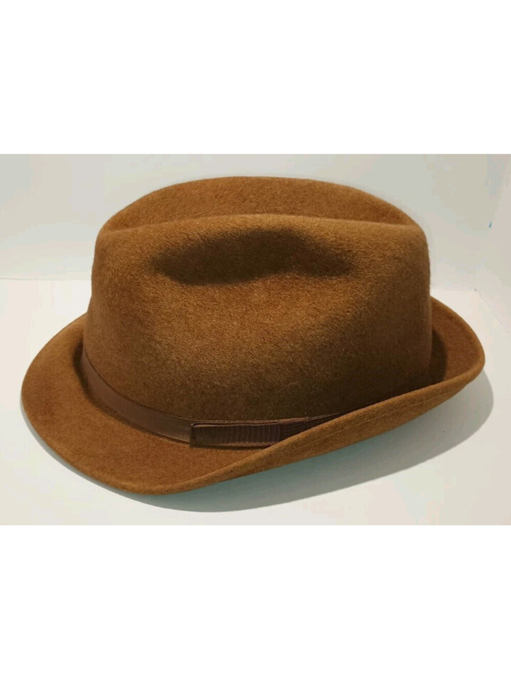 Dobbs - Game Bird - 7 1/8" - Fur Felt Camel Brown Vintage Fedora Hat - Wide Band